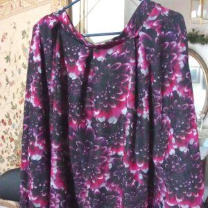 ExL LulaROe Purple & Pink Roses on Black Skirt